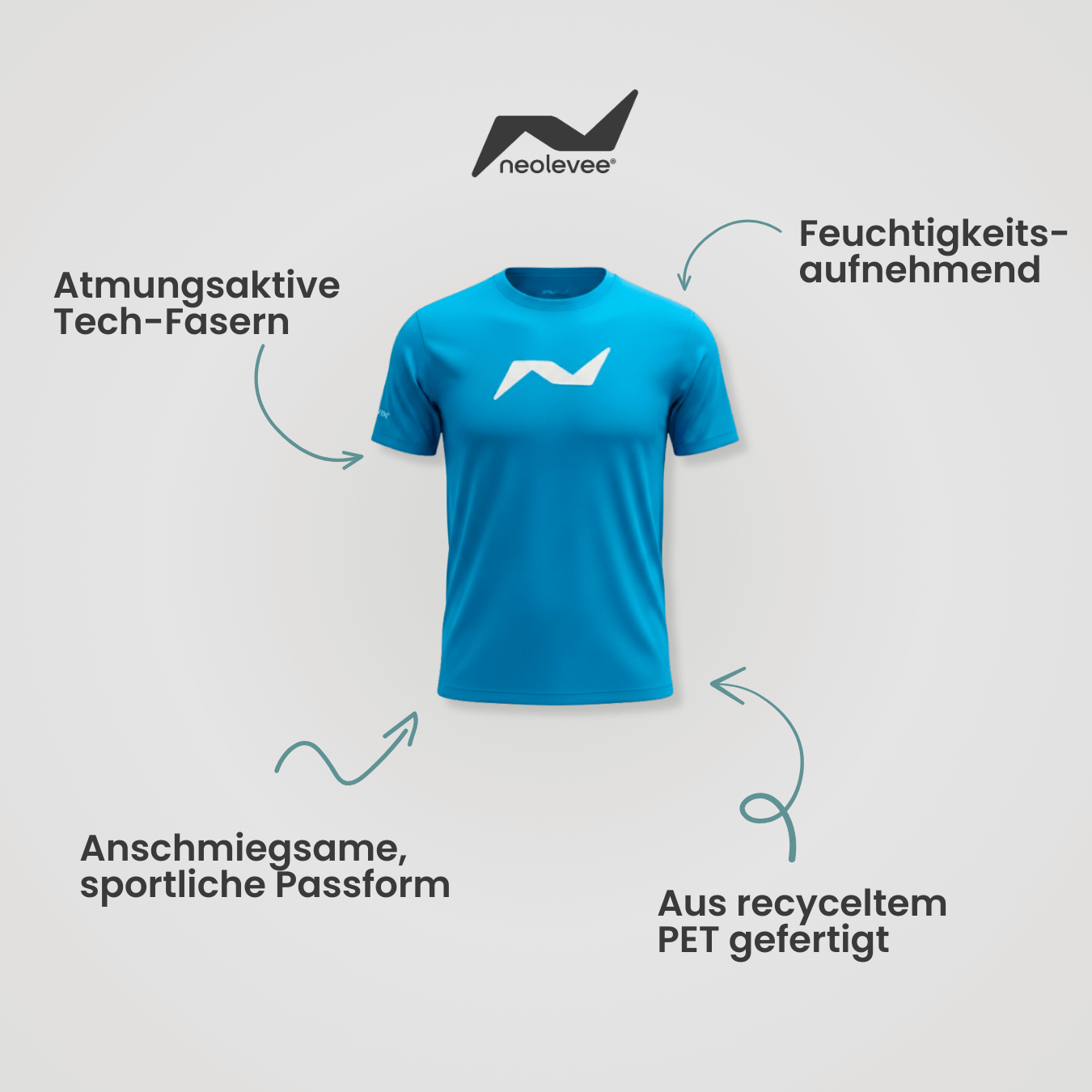 AeroLine T-Shirt in Blau – atmungsaktiv, feuchtigkeitsaufnehmend und aus recyceltem PET gefertigt. Anschmiegsame Passform für Training und Alltag.