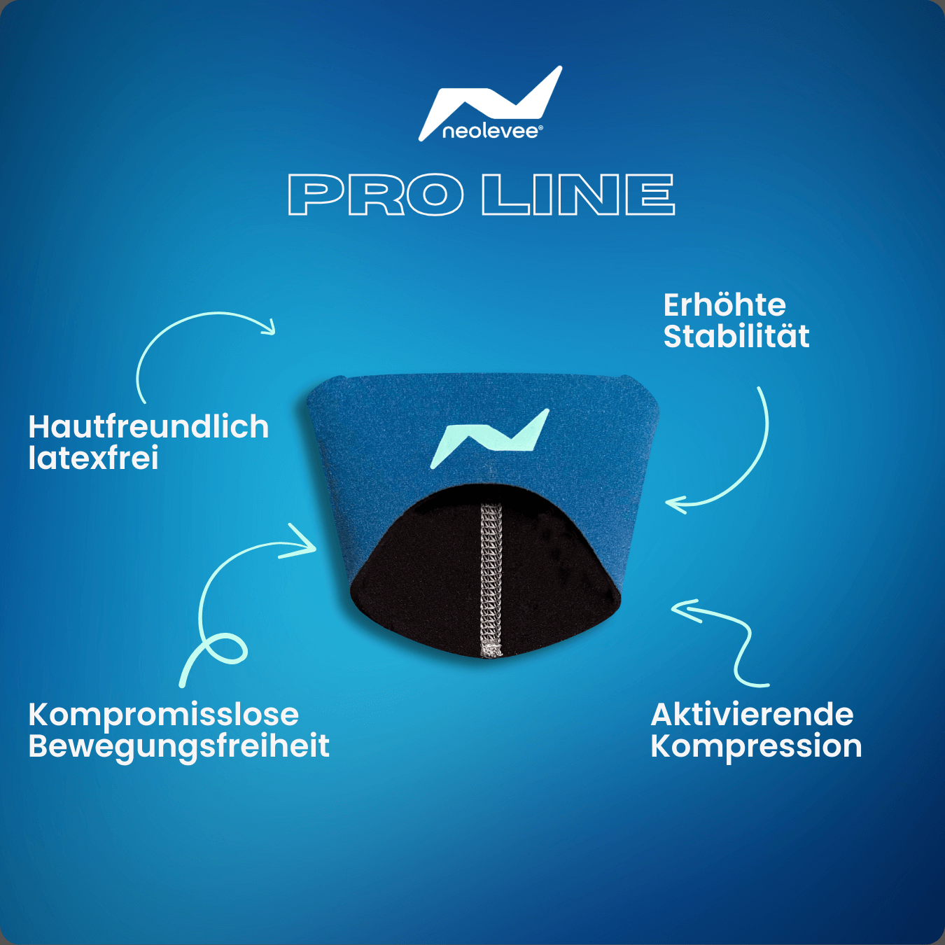 Entlaste deine Patellasehne gezielt: Die PRO LINE Patellabandage in Storm Blue stabilisiert dein Knie bei Bewegung und schützt vor Überlastung.