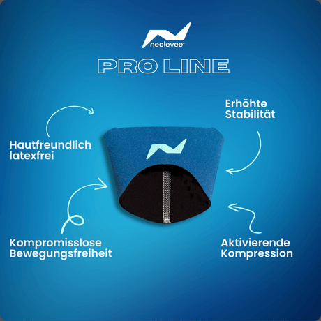 Entlaste deine Patellasehne gezielt: Die PRO LINE Patellabandage in Storm Blue stabilisiert dein Knie bei Bewegung und schützt vor Überlastung.