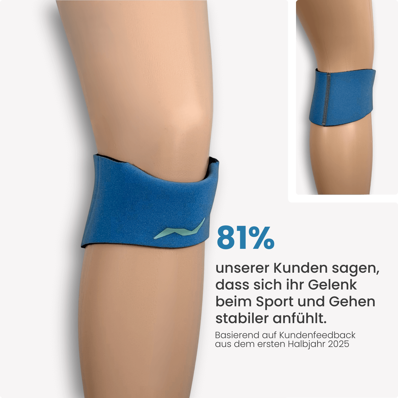 81 % unserer Kund:innen empfinden ihr Knie mit der PRO LINE Patellabandage beim Sport und Gehen als deutlich stabiler – erlebe den Unterschied selbst.