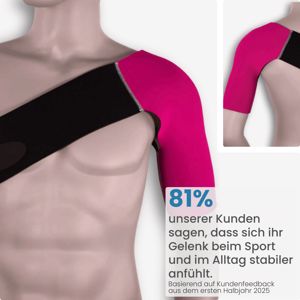 81 % unserer Kund:innen sagen, ihr Schultergelenk fühlt sich mit der PRO LINE Bandage beim Sport und im Alltag deutlich stabiler an – überzeuge dich selbst.