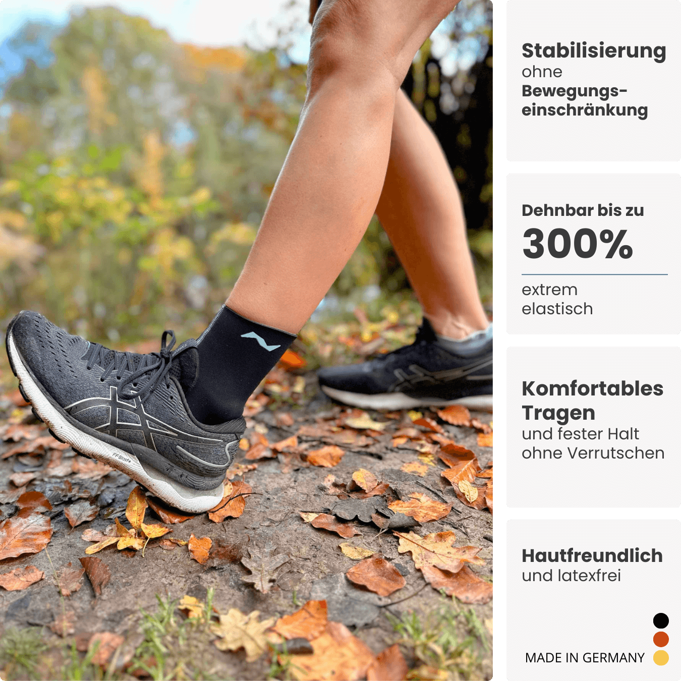 Auch beim Wandern oder Laufen auf unebenem Terrain: Die PRO LINE Bandage schützt dein Sprunggelenk vor Überlastung und unterstützt jede Bewegung.