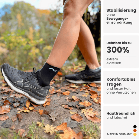 Auch beim Wandern oder Laufen auf unebenem Terrain: Die PRO LINE Bandage schützt dein Sprunggelenk vor Überlastung und unterstützt jede Bewegung.