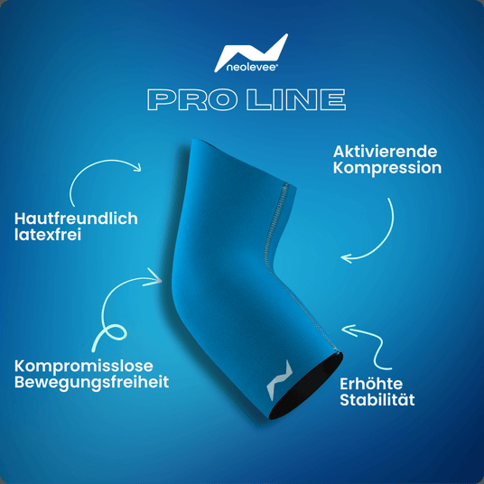 Die PRO LINE Ellenbogenbandage vereint Kompression, Stabilität und perfekten Sitz – hautfreundlich, latexfrei und ultrabeweglich.
