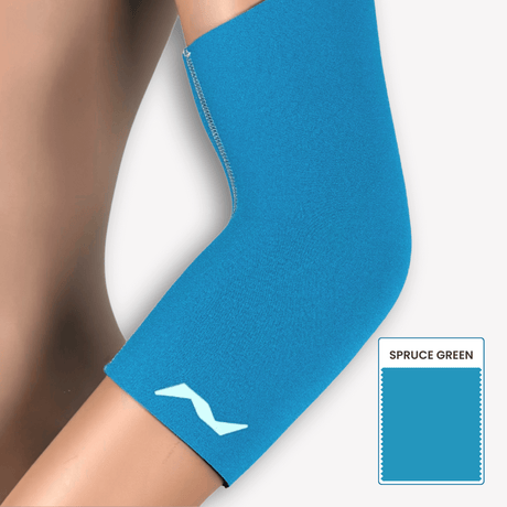 Die PRO LINE Ellenbogenbandage in Spruce Green bietet dir spürbaren Halt, ohne deine Bewegungsfreiheit einzuschränken – ideal beim Sport.
