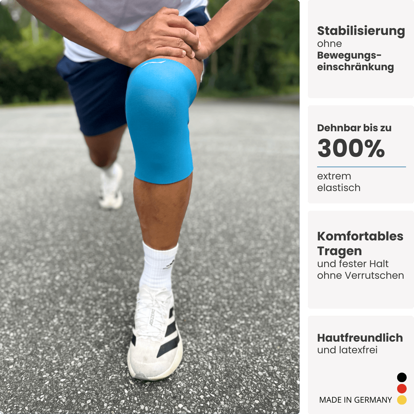 Beim Joggen oder Wandern: Die PRO LINE Bandage schützt dein Knie bei wiederkehrender Belastung und sitzt bequem – auch auf langen Strecken.
