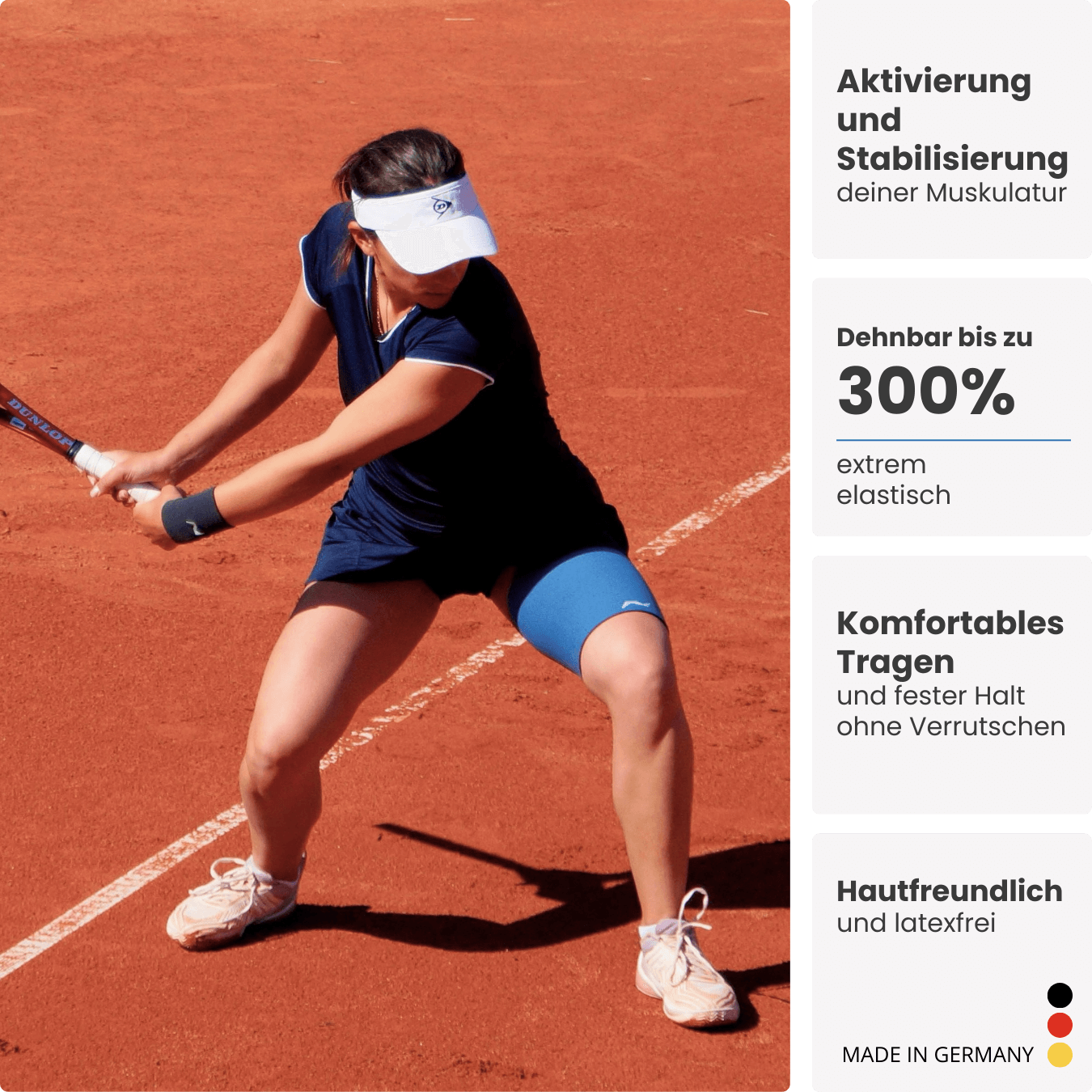 Maximale Performance auf dem Platz: Die PRO LINE Bandage für den Oberschenkel gibt dir spürbare Stabilität und schützt vor Überlastung.
