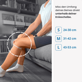 Miss den Umfang deines Beins direkt unterhalb der Kniescheibe – finde deine passende Größe der PRO LINE Bandage in S, M oder L.
