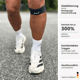 Ob beim Laufen oder im Alltag: Die PRO LINE Patellabandage in Jet Black schützt dein Knie vor Überlastung und bleibt sicher an Ort und Stelle.
